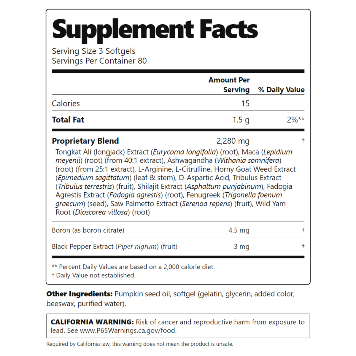 Supplement Facts panel