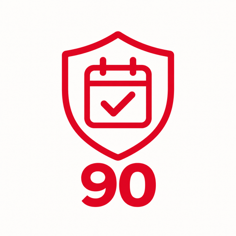 90-day money-back guarantee shield badge