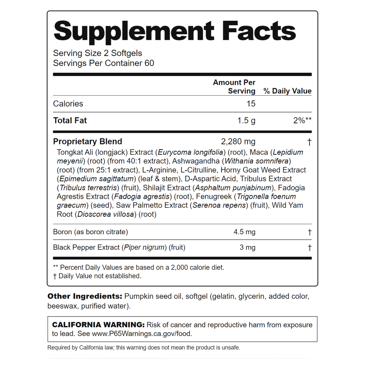 Supplement Facts panel